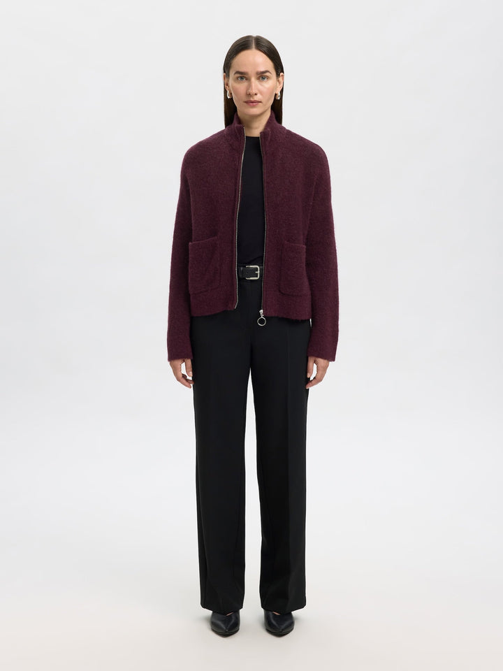 Sia Ras Ls Knit Zipper Cardigan Fig Melange | Genser | Smuk - Dameklær på nett