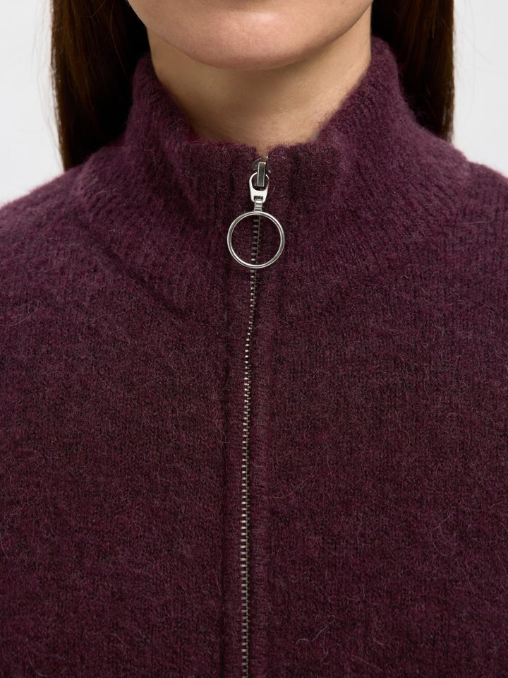 Sia Ras Ls Knit Zipper Cardigan Fig Melange | Genser | Smuk - Dameklær på nett