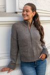 Sia Ras Ls Knit Zipper Cardigan Steel Gray Melange