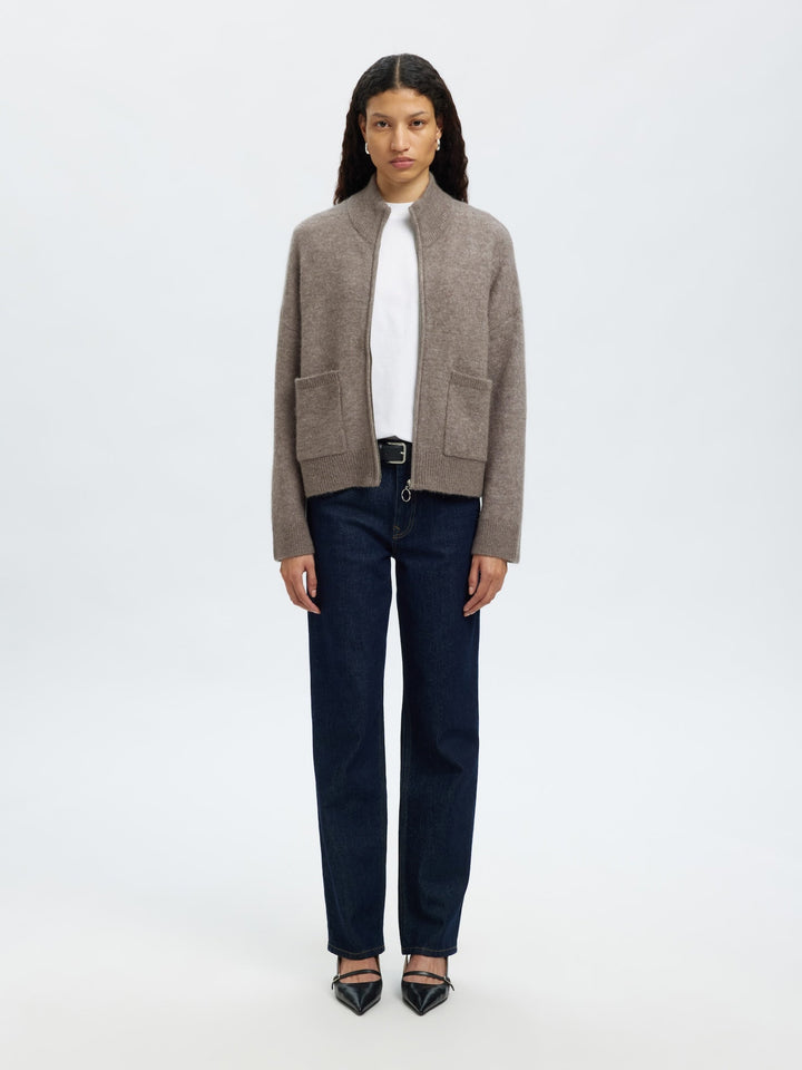 Sia Ras Ls Knit Zipper Cardigan Steel Gray Melange | Genser | Smuk - Dameklær på nett