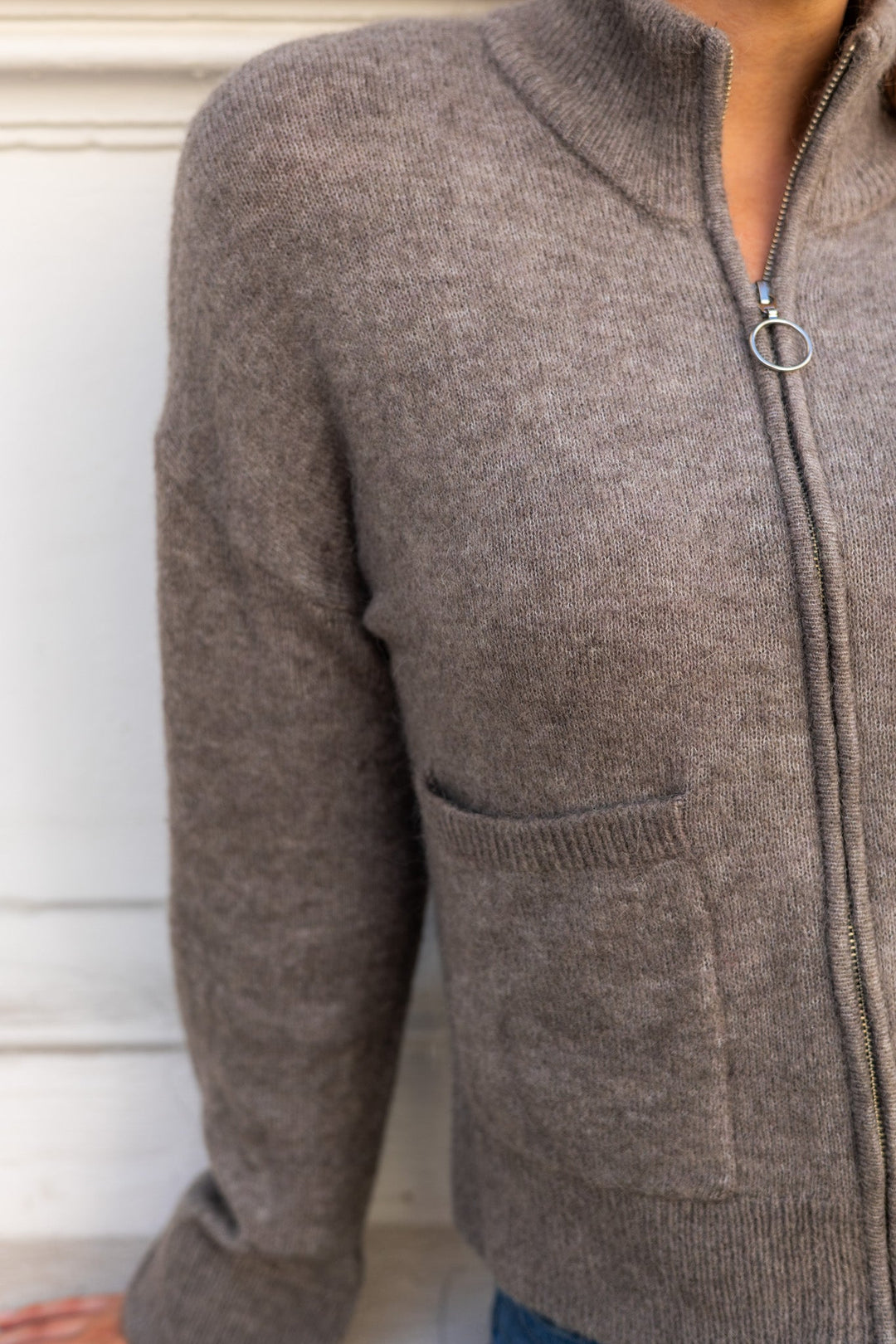 Sia Ras Ls Knit Zipper Cardigan Steel Gray Melange | Genser | Smuk - Dameklær på nett