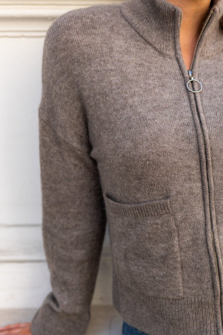 Sia Ras Ls Knit Zipper Cardigan Steel Gray Melange | Genser | Smuk - Dameklær på nett