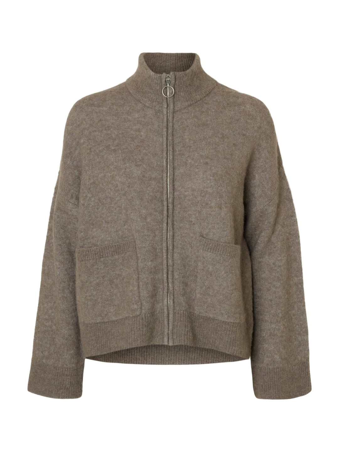 Sia Ras Ls Knit Zipper Cardigan Steel Gray Melange | Genser | Smuk - Dameklær på nett