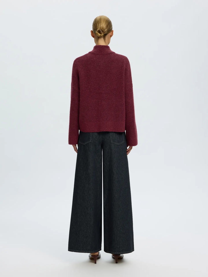 Sia Ras Ls Knit Zipper Cardigan Tawny Port | Genser | Smuk