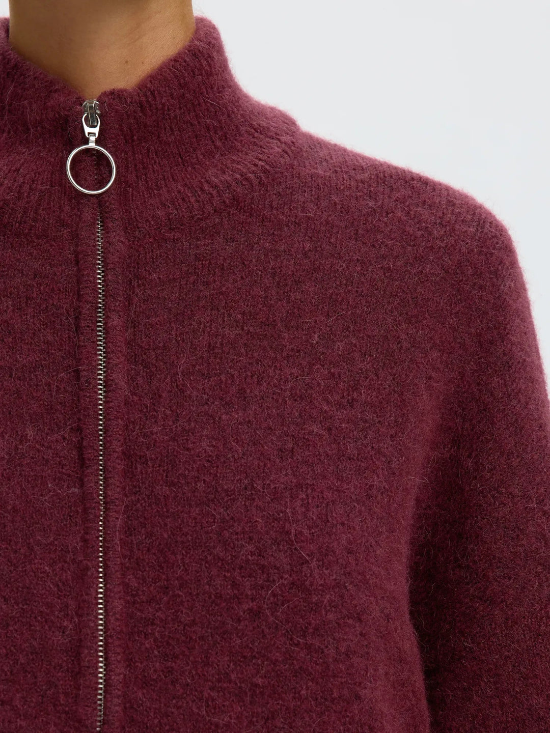 Sia Ras Ls Knit Zipper Cardigan Tawny Port | Genser | Smuk