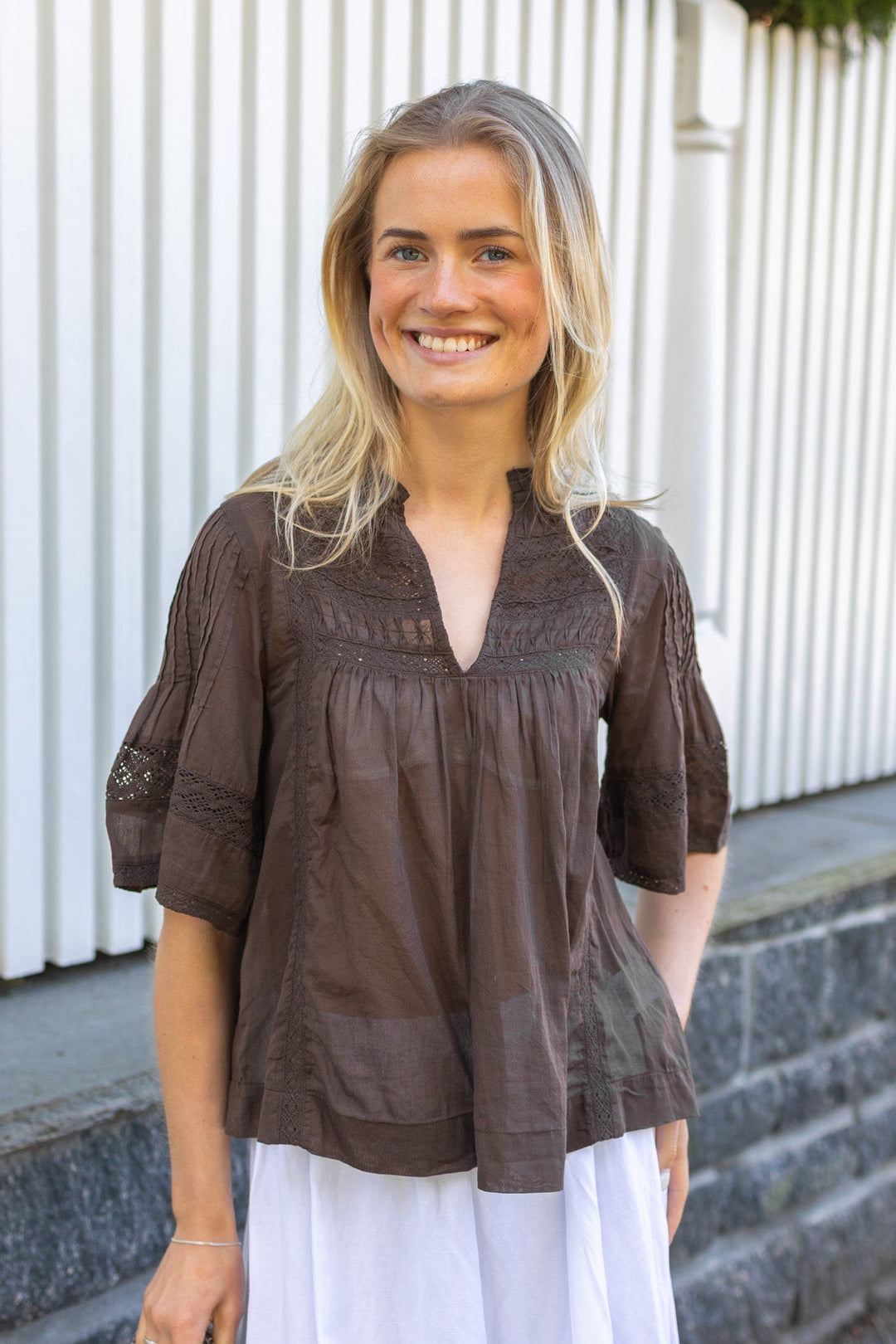 Siama S Voile Blouse Dark Brown | Skjorter og bluser | Smuk