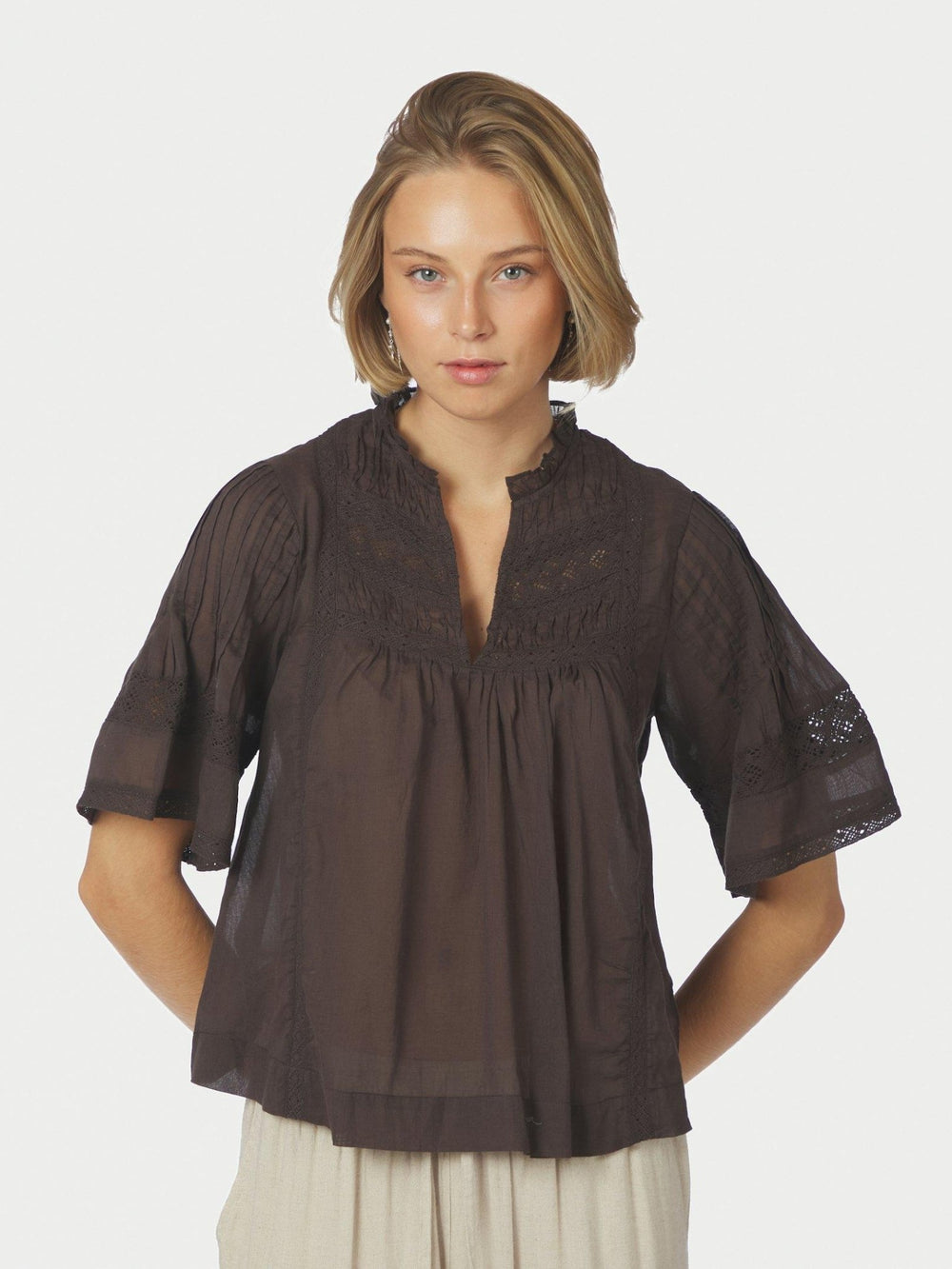 Siama S Voile Blouse Dark Brown | Skjorter og bluser | Smuk