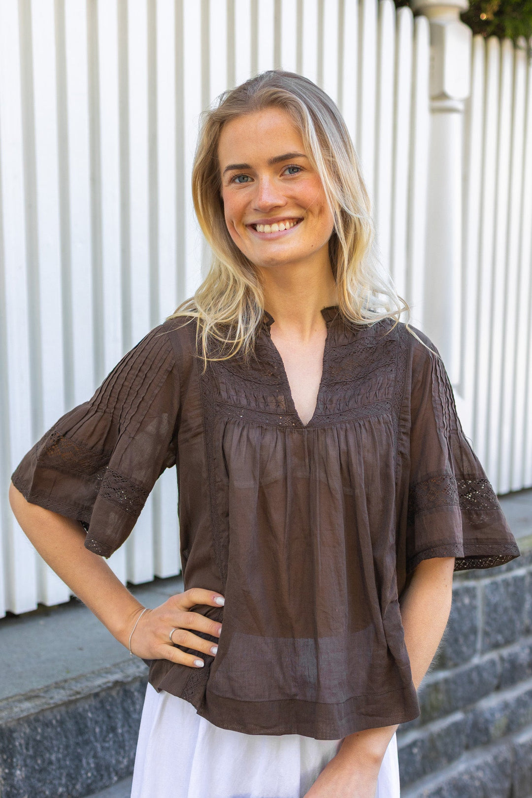 Siama S Voile Blouse Dark Brown | Skjorter og bluser | Smuk