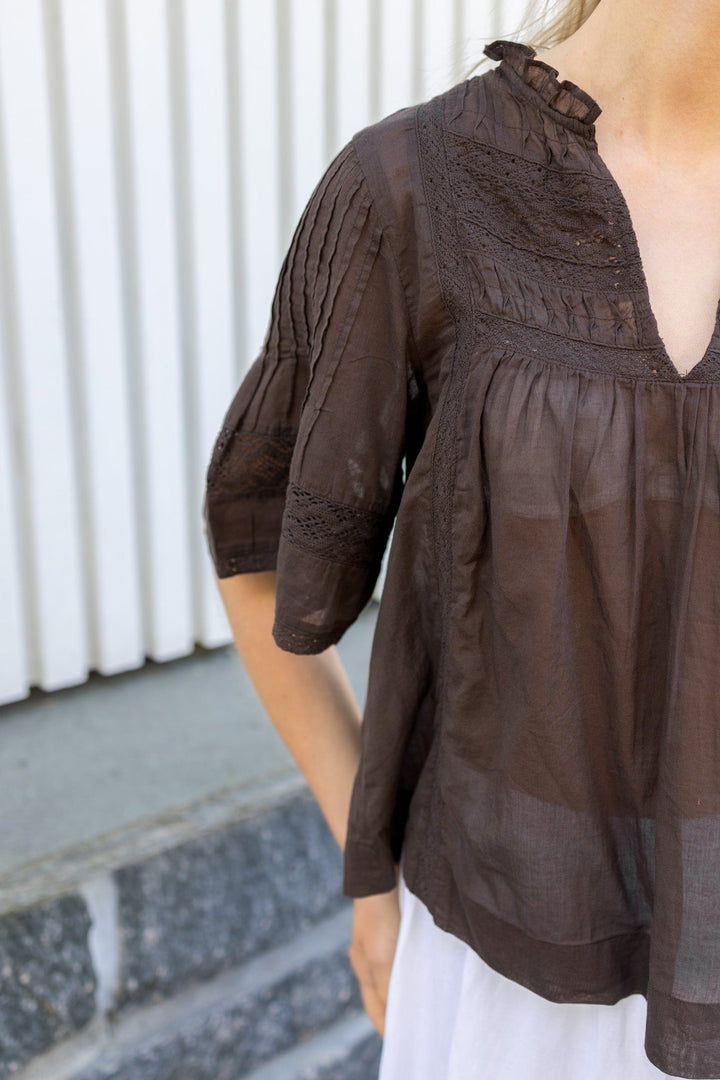 Siama S Voile Blouse Dark Brown | Skjorter og bluser | Smuk