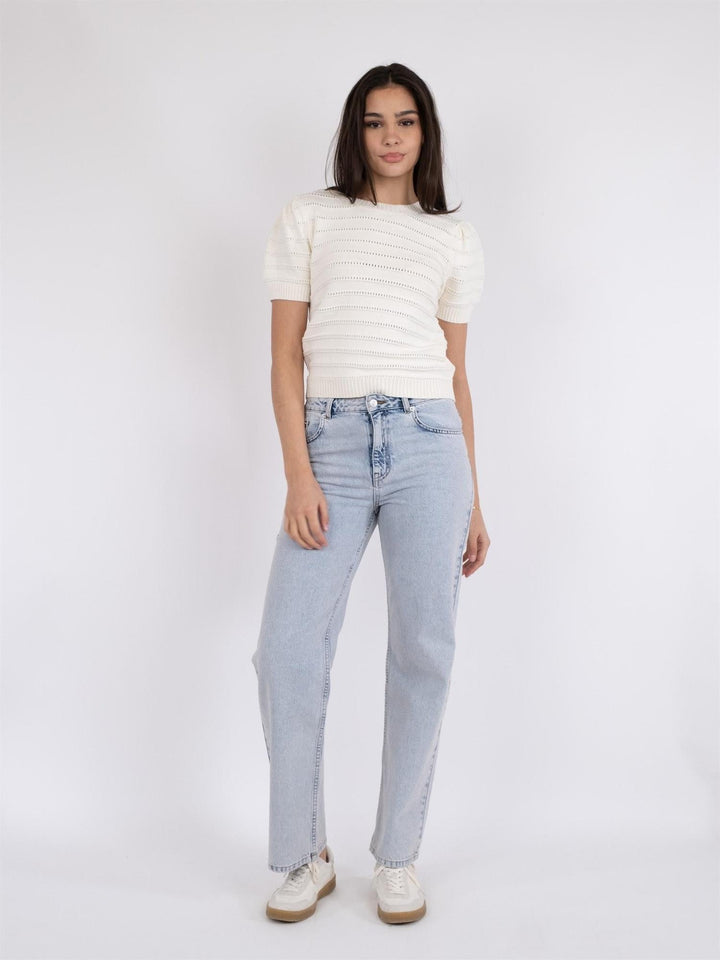 Sidra Stitch Solid Knit Blouse Off White | Genser | Smuk - Dameklær på nett