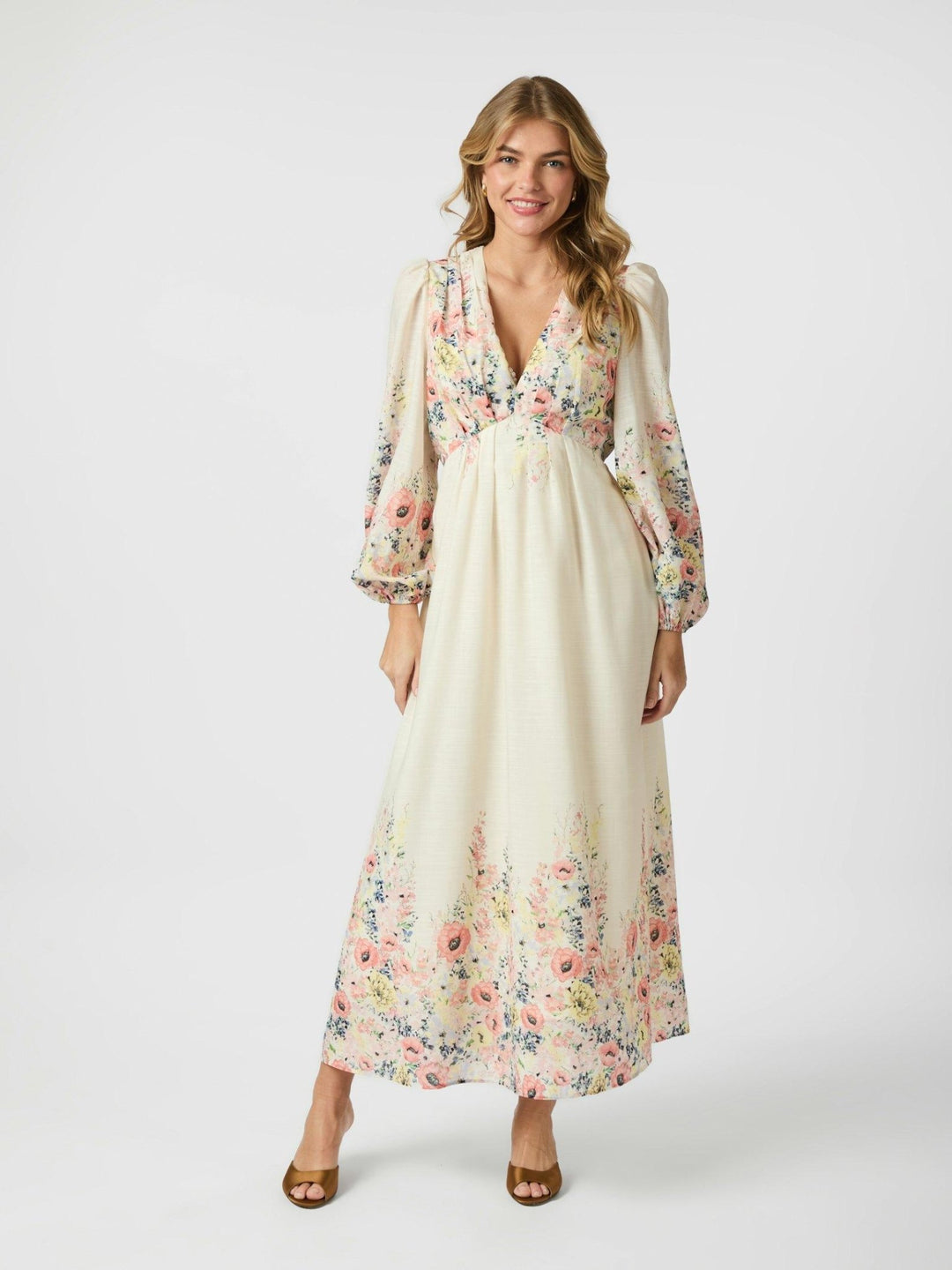 Silfi Flower Print Dress Creme | Kjoler | Smuk - Dameklær på nett