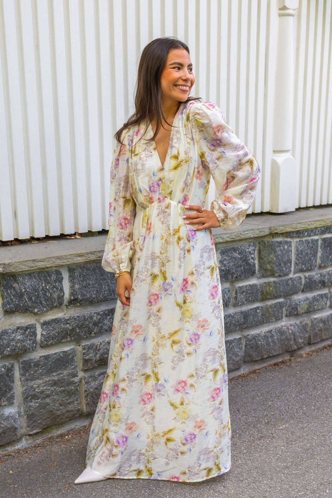 Silfi Vintage Flower Dress Off White | Kjoler | Smuk
