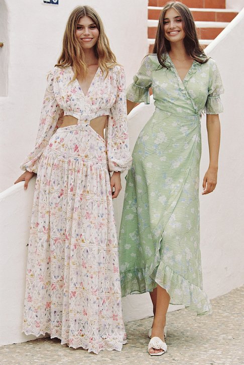 Sissy Maxi Dress Green Blossom | Kjoler | Smuk - Dameklær på nett