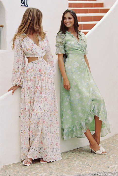 Sissy Maxi Dress Green Blossom | Kjoler | Smuk - Dameklær på nett