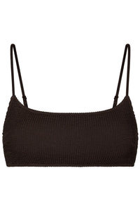 Skin Sand Crepe Swim Top Dark Brown