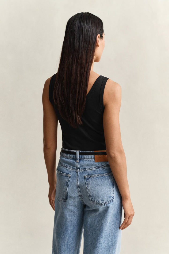 Slim Ribbed Tank Top Black | Genser | Smuk