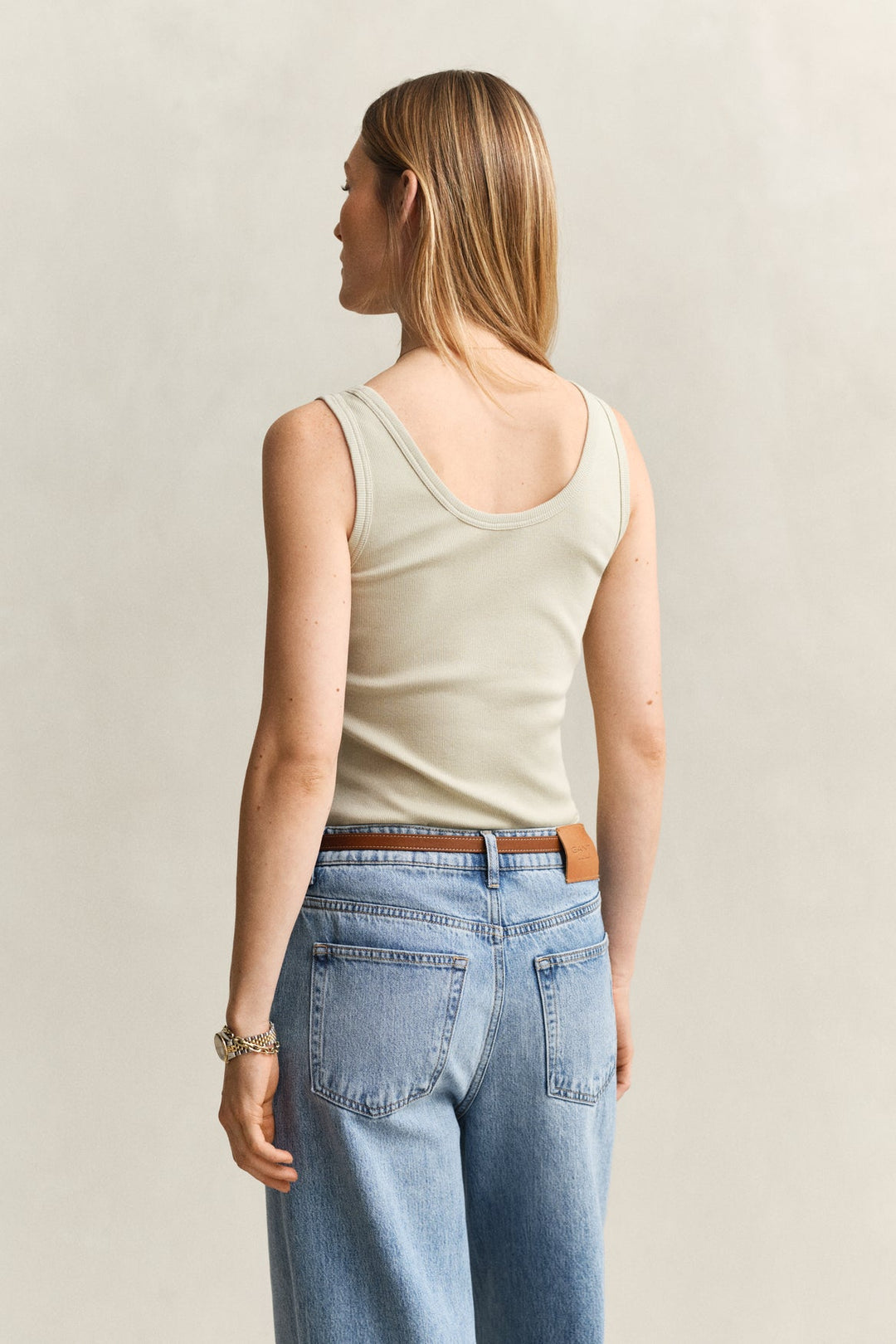 Slim Ribbed Tank Top Country Beige | Genser | Smuk