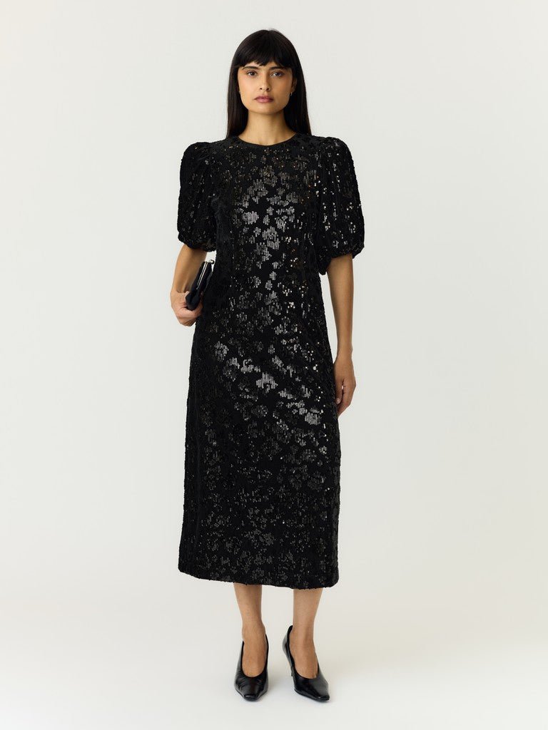 Sofie 2/4 Sequin Midi Dress Black | Kjoler | Smuk