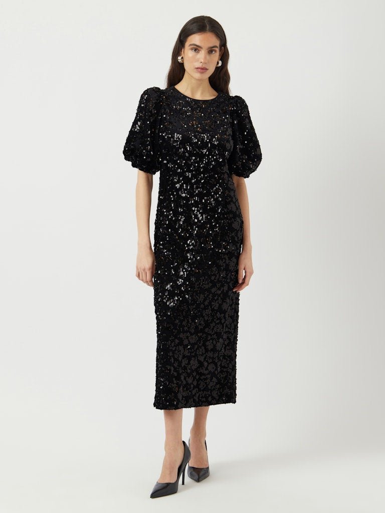 Sofie 2/4 Sequin Midi Dress Black W Sequins | Kjoler | Smuk - Dameklær på nett