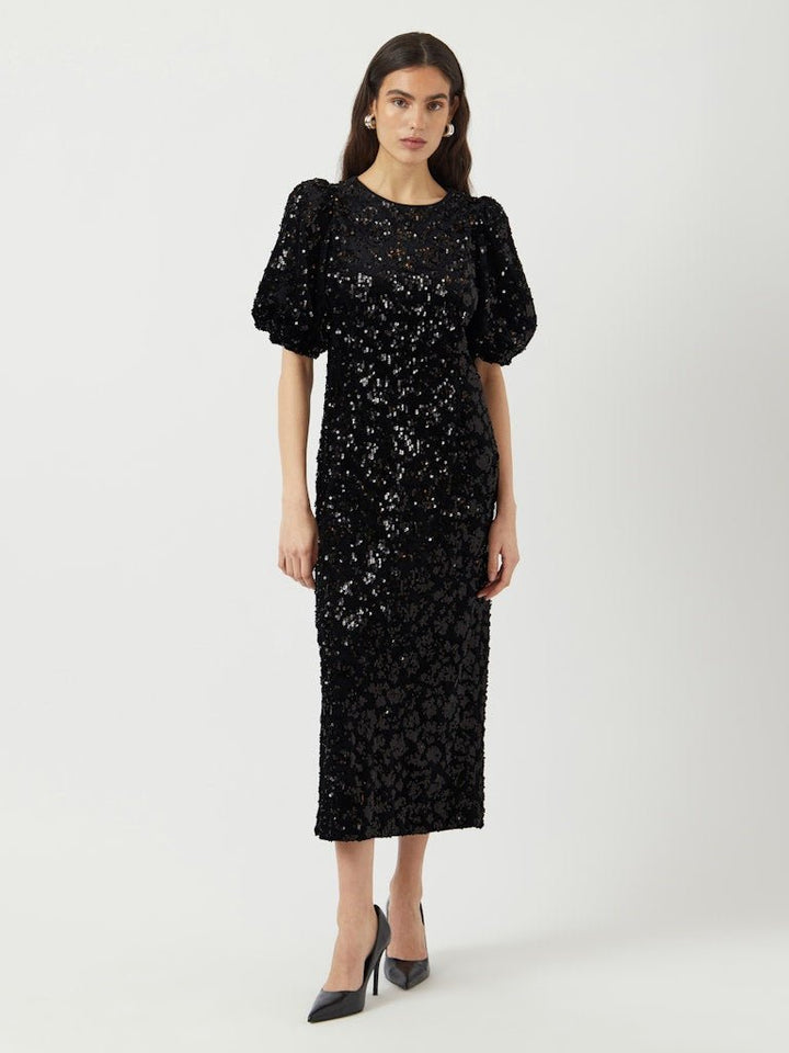 Sofie 2/4 Sequin Midi Dress Black W Sequins | Kjoler | Smuk - Dameklær på nett