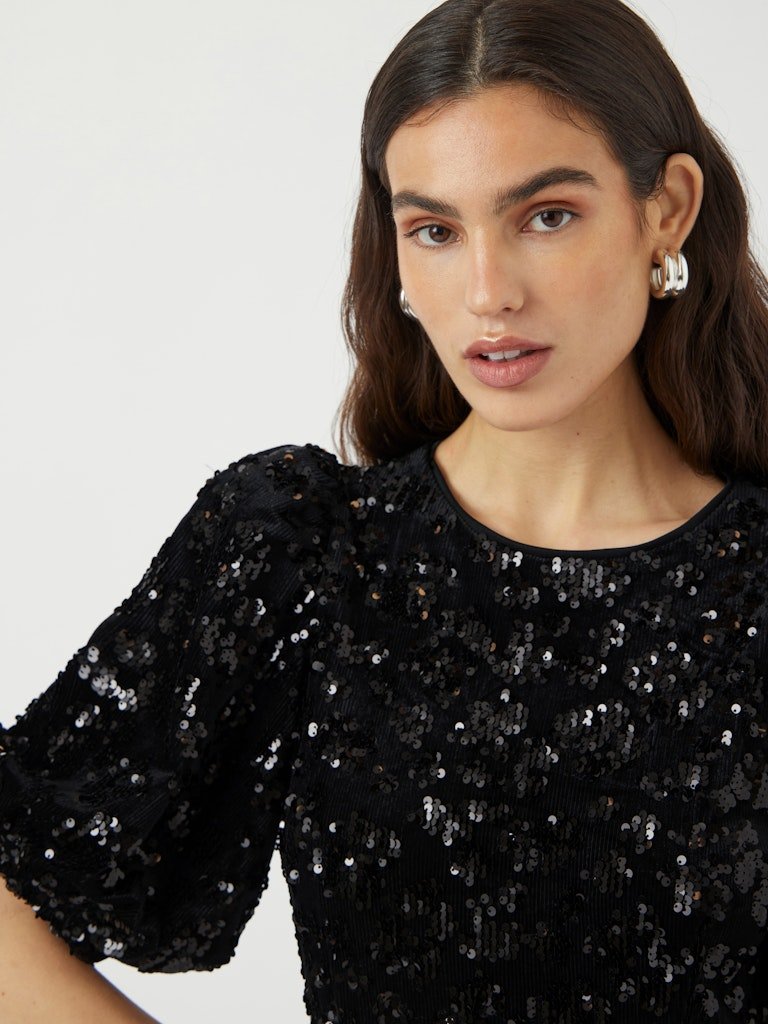 Sofie 2/4 Sequin Midi Dress Black W Sequins | Kjoler | Smuk - Dameklær på nett