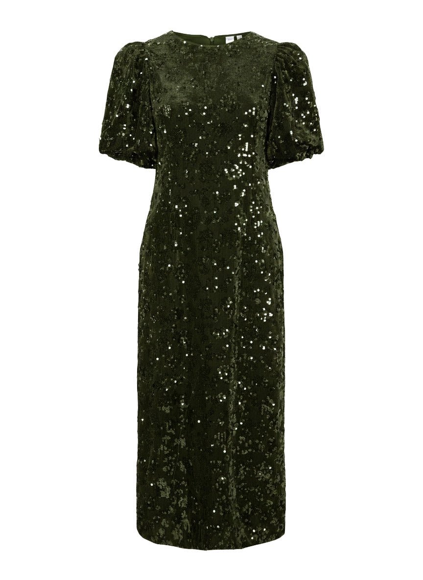 Sofie 2/4 Sequin Midi Dress Chive | Kjoler | Smuk