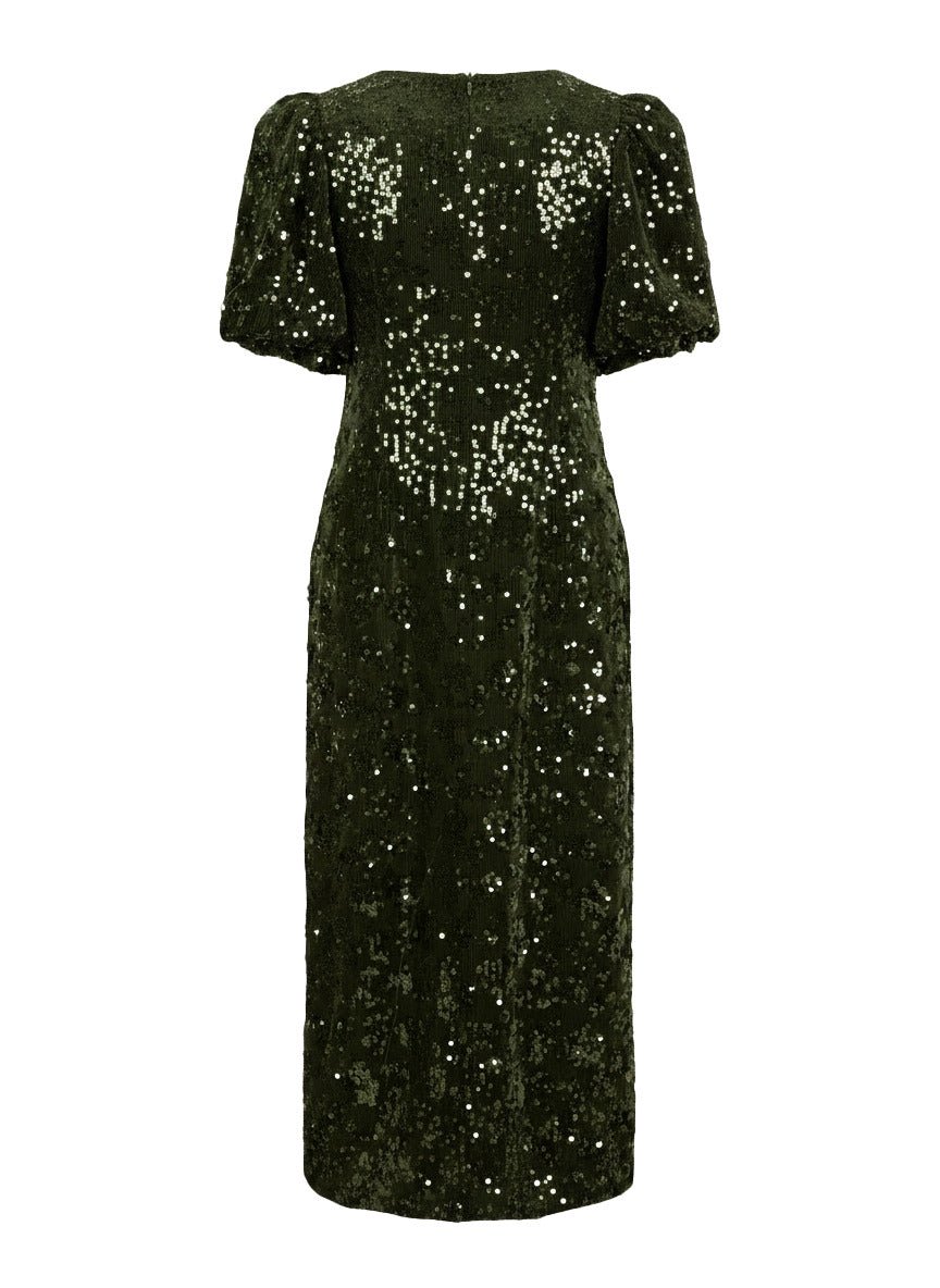 Sofie 2/4 Sequin Midi Dress Chive | Kjoler | Smuk