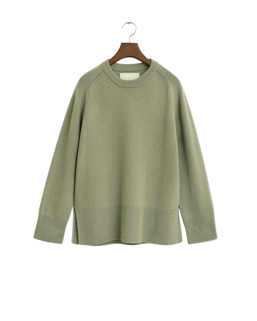 Soft Wool Lounge C - Neck Faded Sage | Genser | Smuk - Dameklær på nett