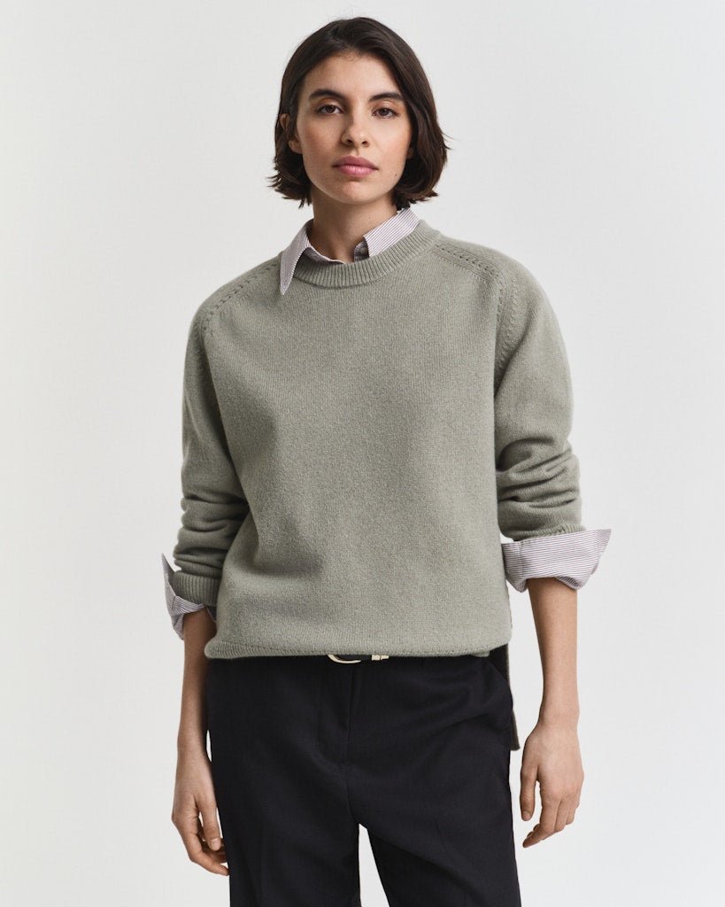 Soft Wool Lounge C - Neck Faded Sage | Genser | Smuk - Dameklær på nett