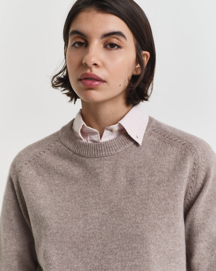 Soft Wool Lounge C - Neck Taupe Beige | Genser | Smuk - Dameklær på nett