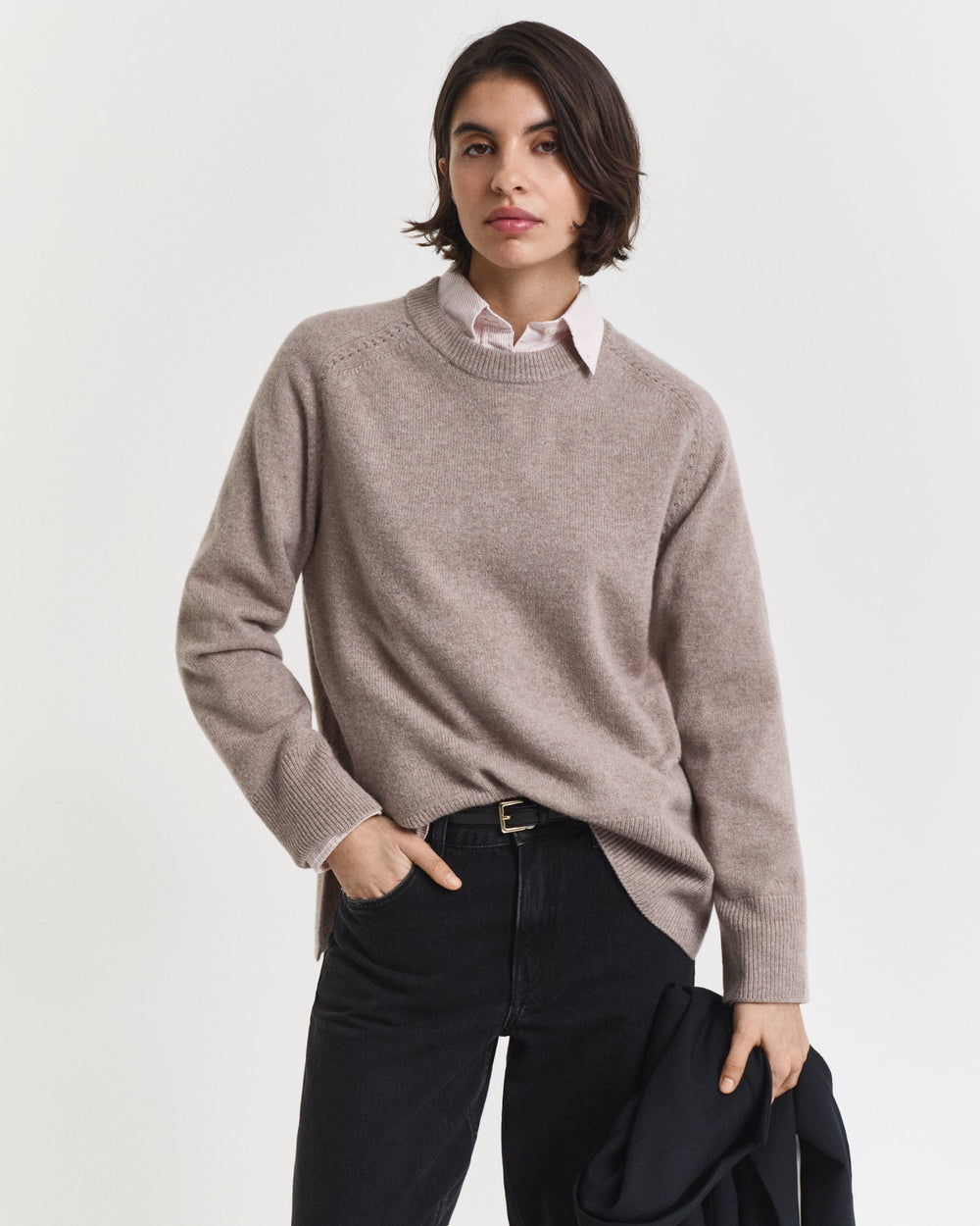 Soft Wool Lounge C - Neck Taupe Beige | Genser | Smuk - Dameklær på nett