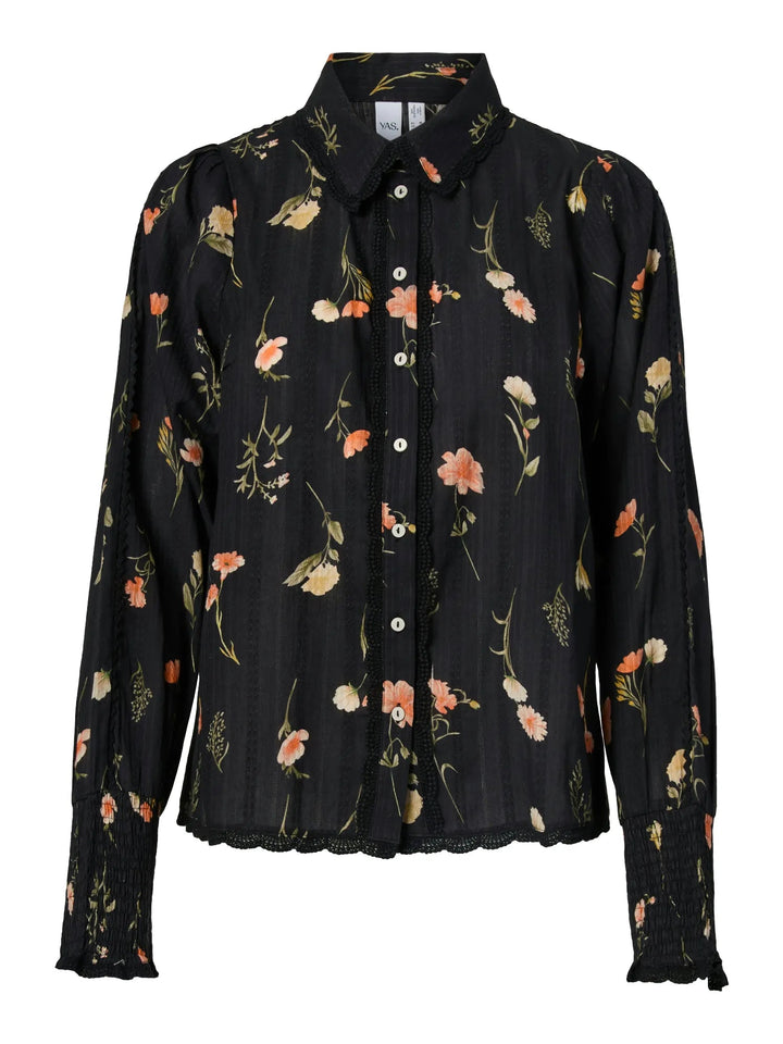 Somelli Ls Shirt Black Flower Print | Skjorter og bluser | Smuk