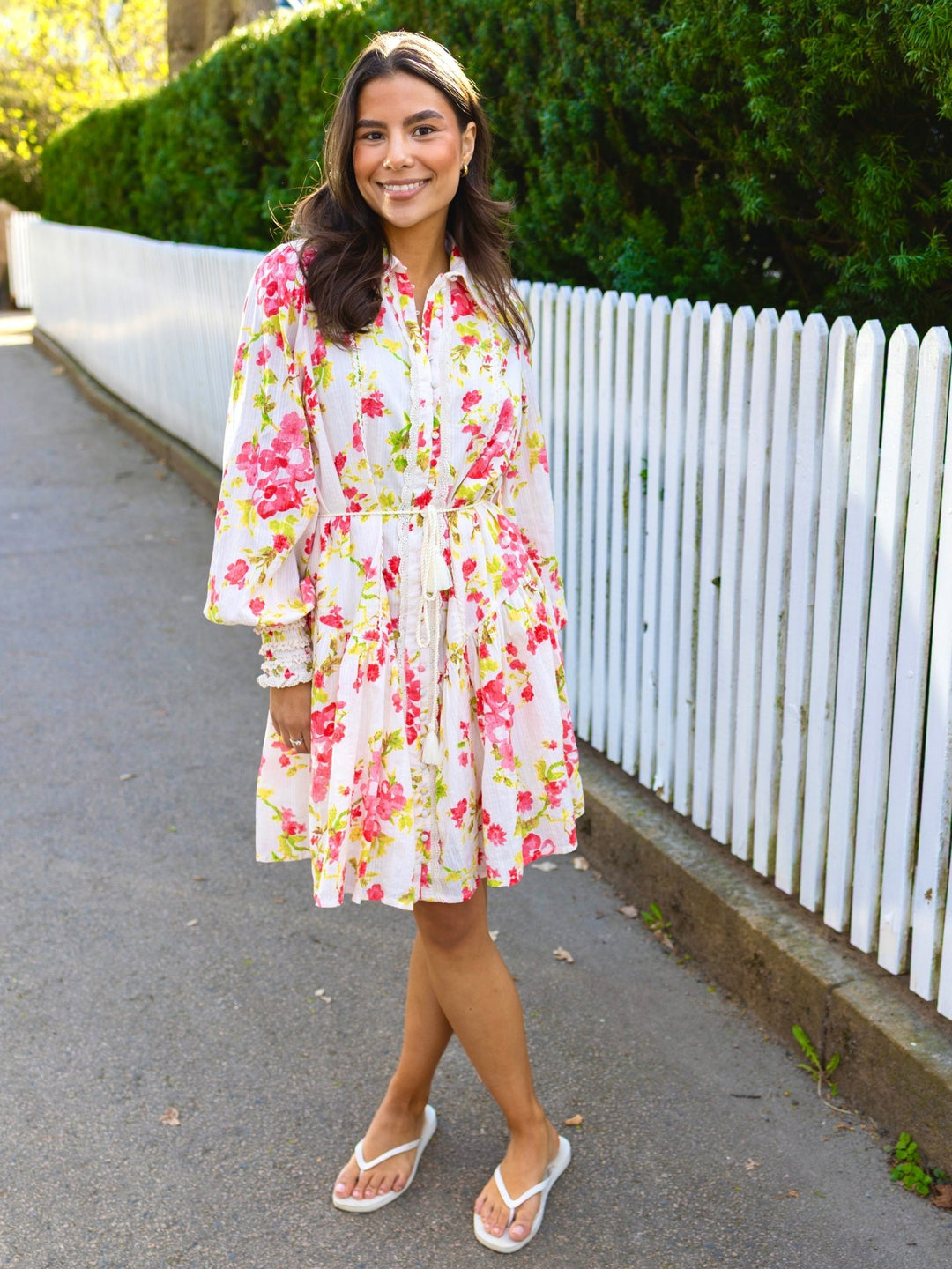 Somelli Ls Shirt Dress Birch Red Flower | Kjoler | Smuk