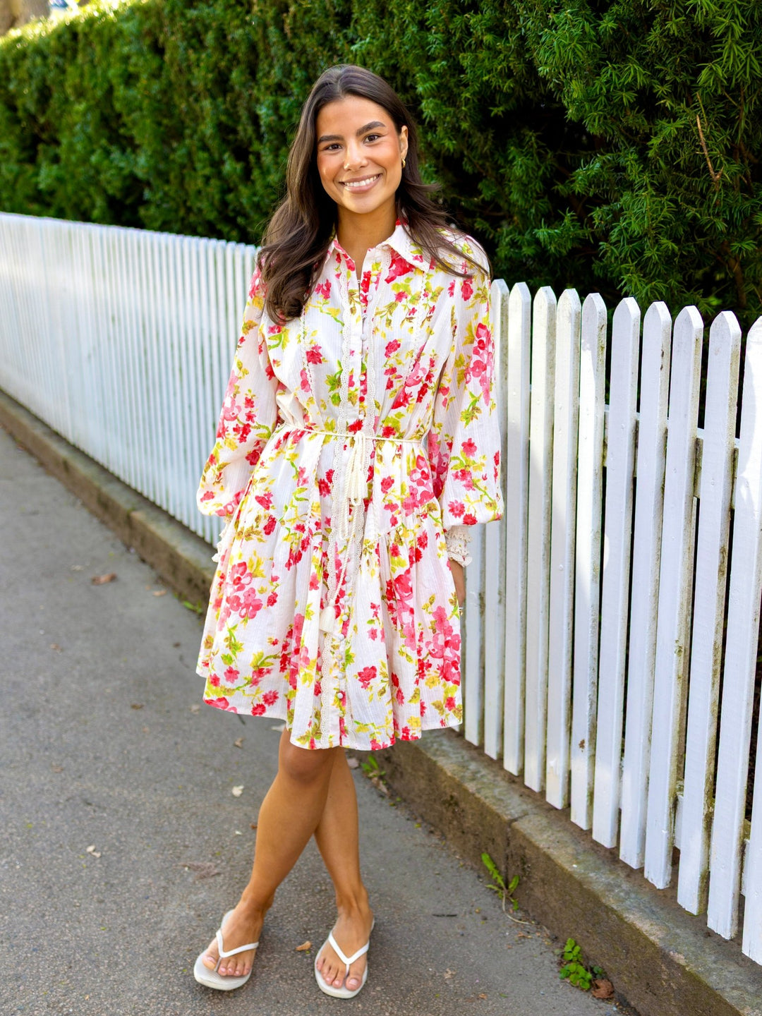 Somelli Ls Shirt Dress Birch Red Flower | Kjoler | Smuk