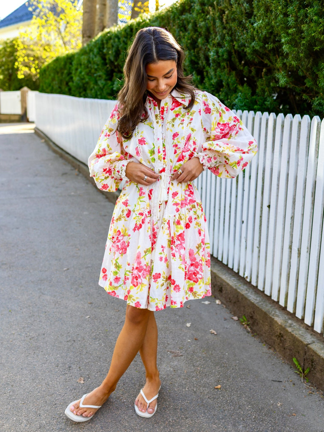 Somelli Ls Shirt Dress Birch Red Flower | Kjoler | Smuk