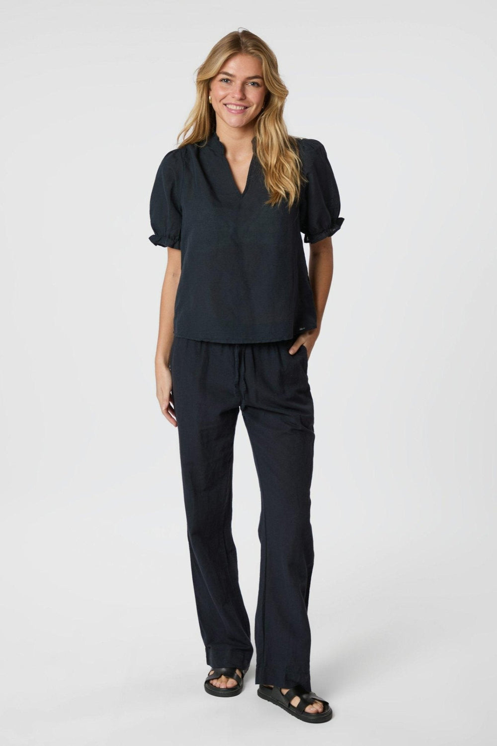 Sonar Linen Pants Navy | Bukser | Smuk - Dameklær på nett