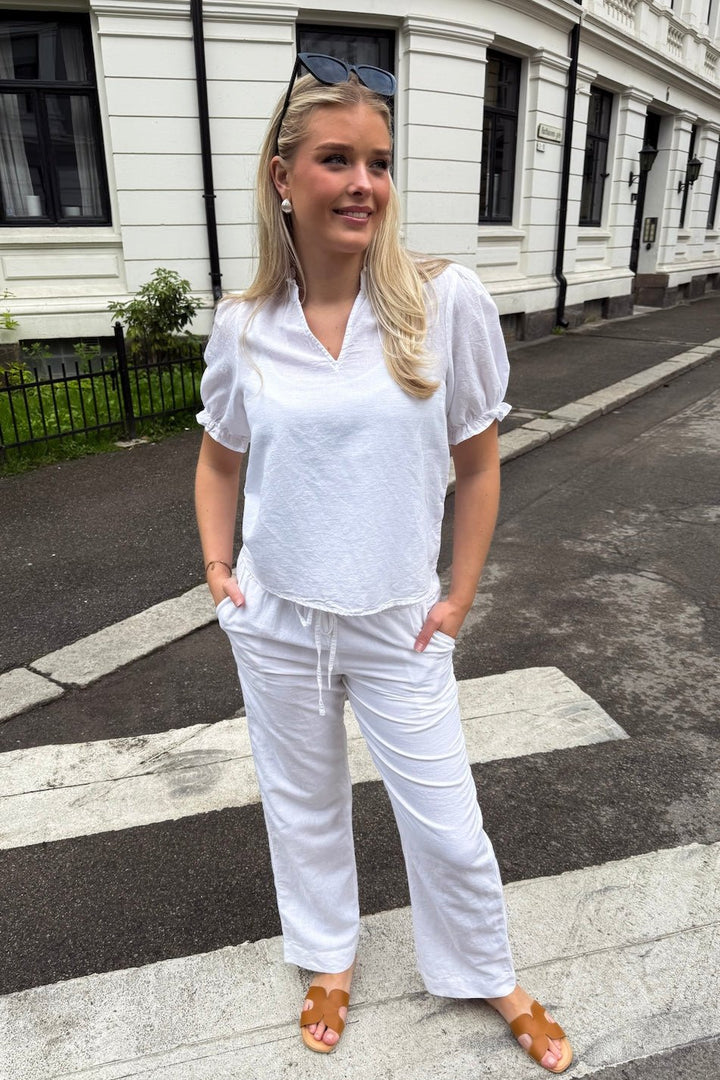 Sonar Linen Pants White | Bukser | Smuk - Dameklær på nett