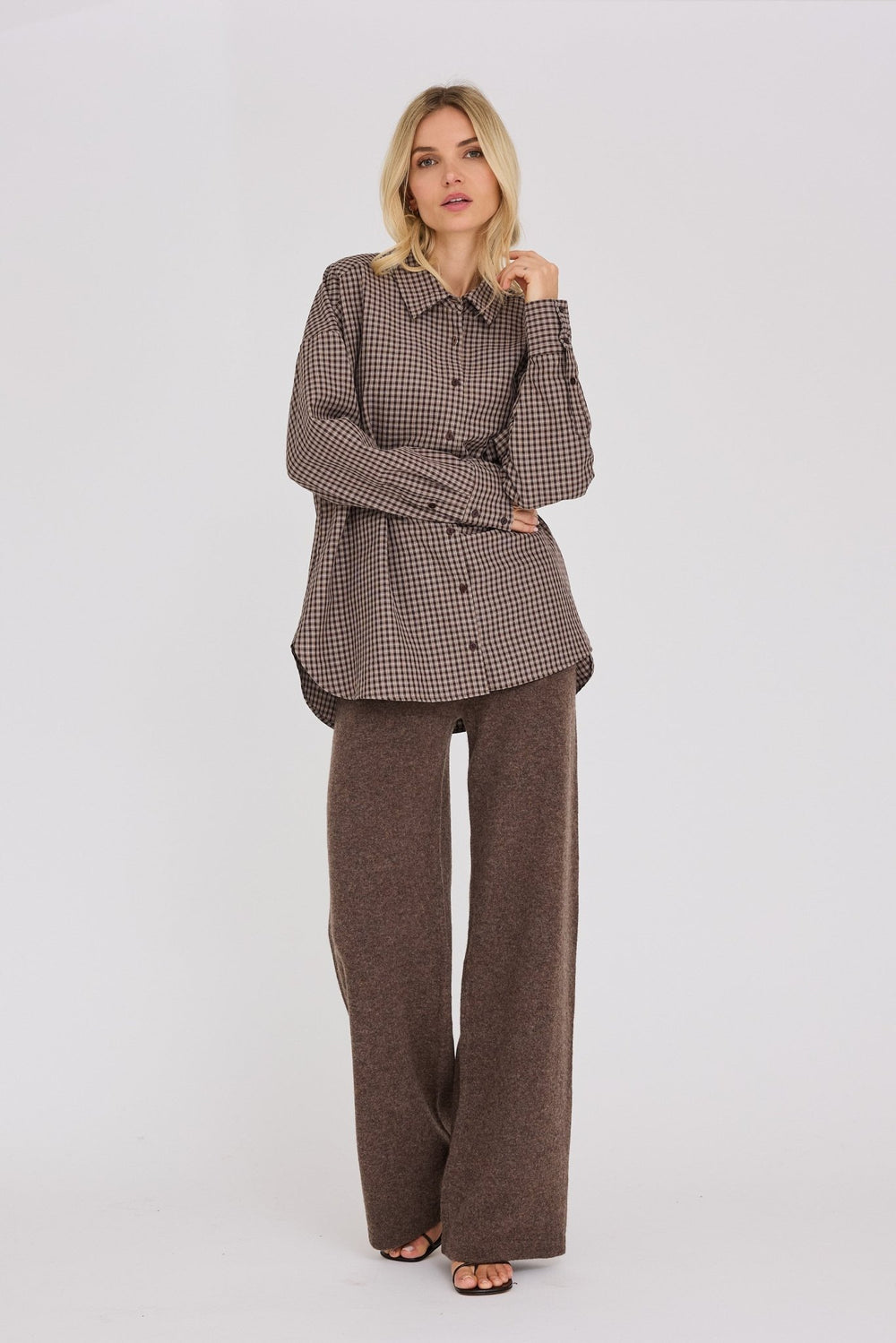 Sonja Check Shirt Dark Brown | Skjorter og bluser | Smuk