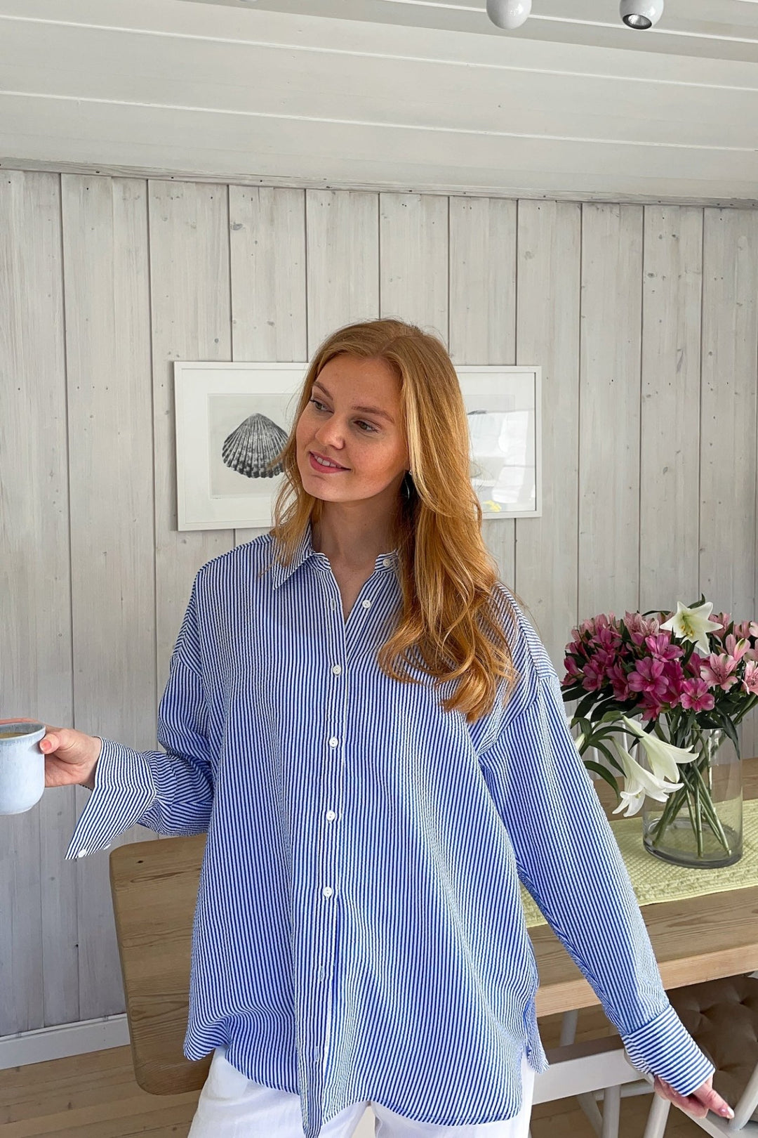 Sonja Shirt Navy/White | Skjorter og bluser | Smuk - Dameklær på nett