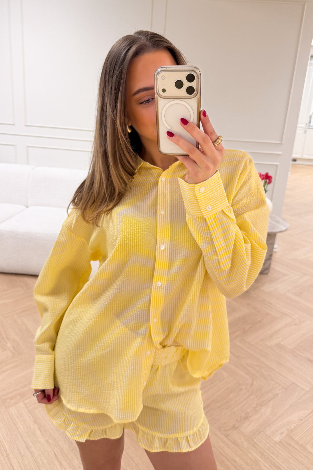 Sonja Shirt Yellow/White | Skjorter og bluser | Smuk