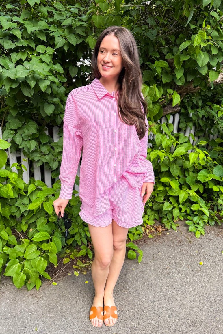 Sonja Shorts Hot Pink/White | Shorts | Smuk - Dameklær på nett