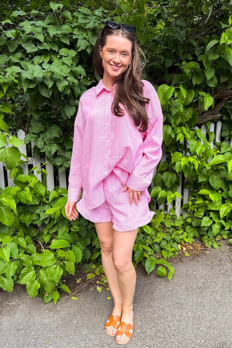 Sonja Shorts Hot Pink/White | Shorts | Smuk - Dameklær på nett