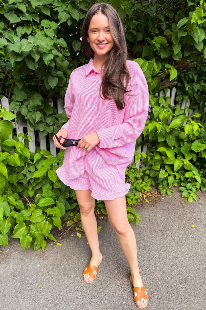 Sonja Shorts Hot Pink/White | Shorts | Smuk - Dameklær på nett