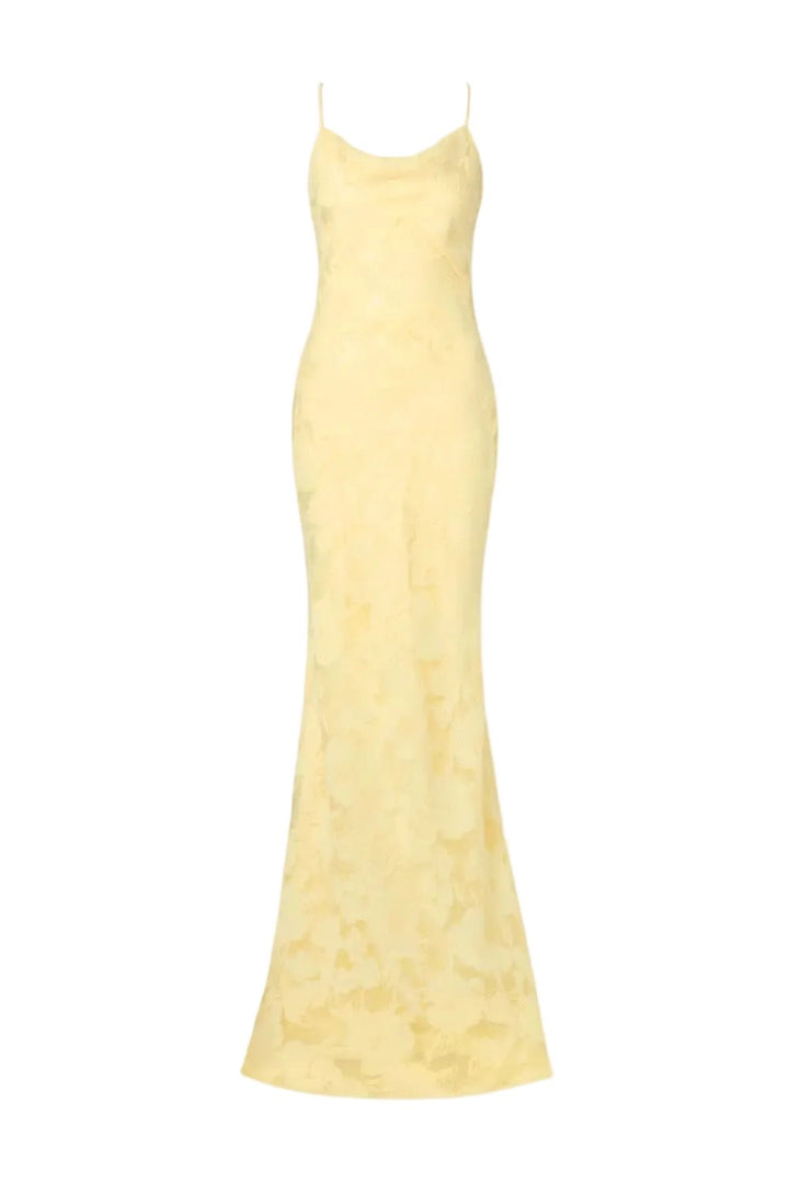 Sorelle Lace Slip Maxi Dress Light Lemon | Kjoler | Smuk
