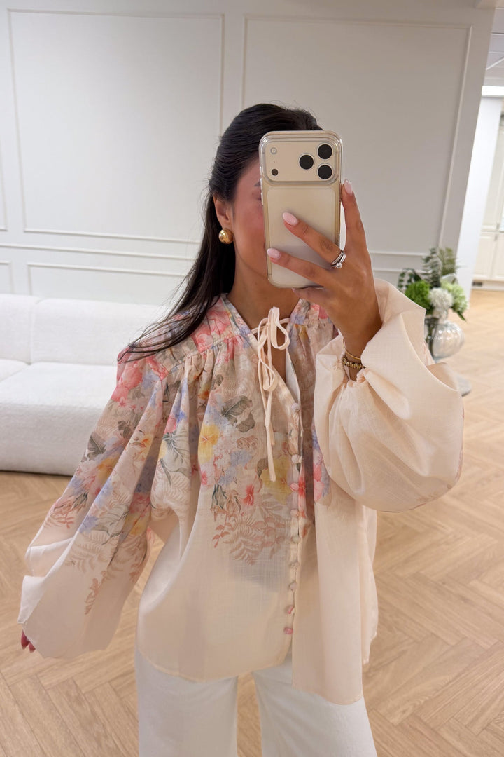 Spring Blouse Beige Flower | Skjorter og bluser | Smuk