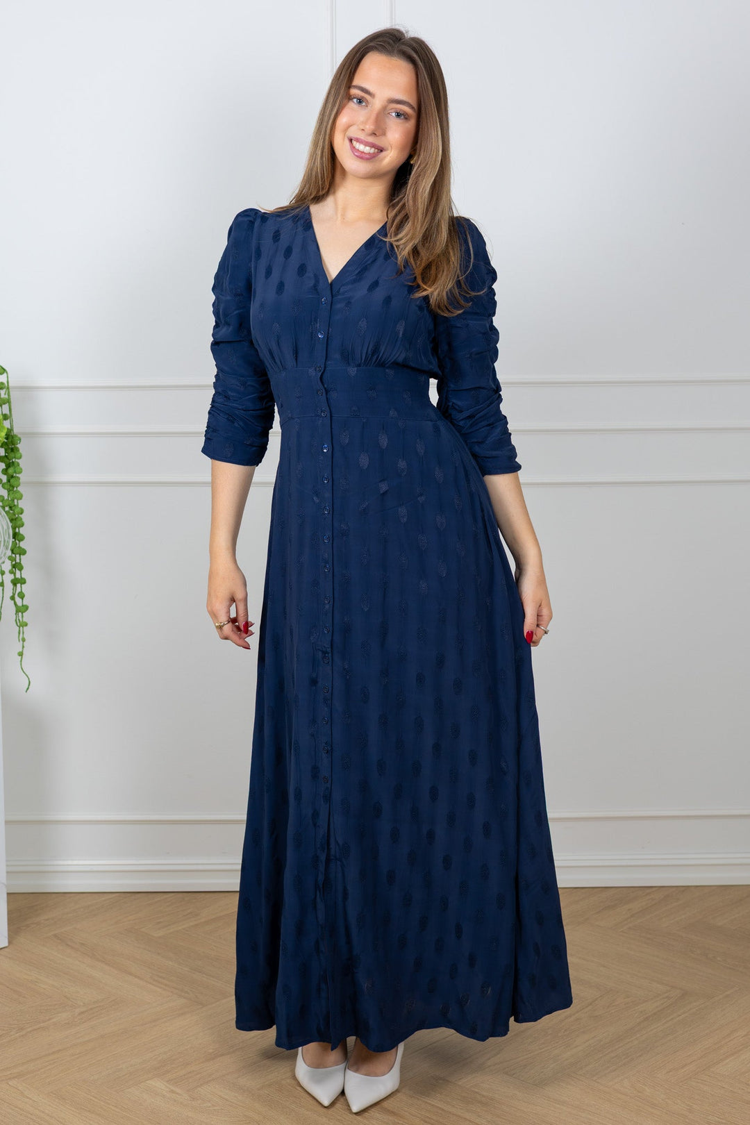 Spring Button - Down Dress Marine | Kjoler | Smuk