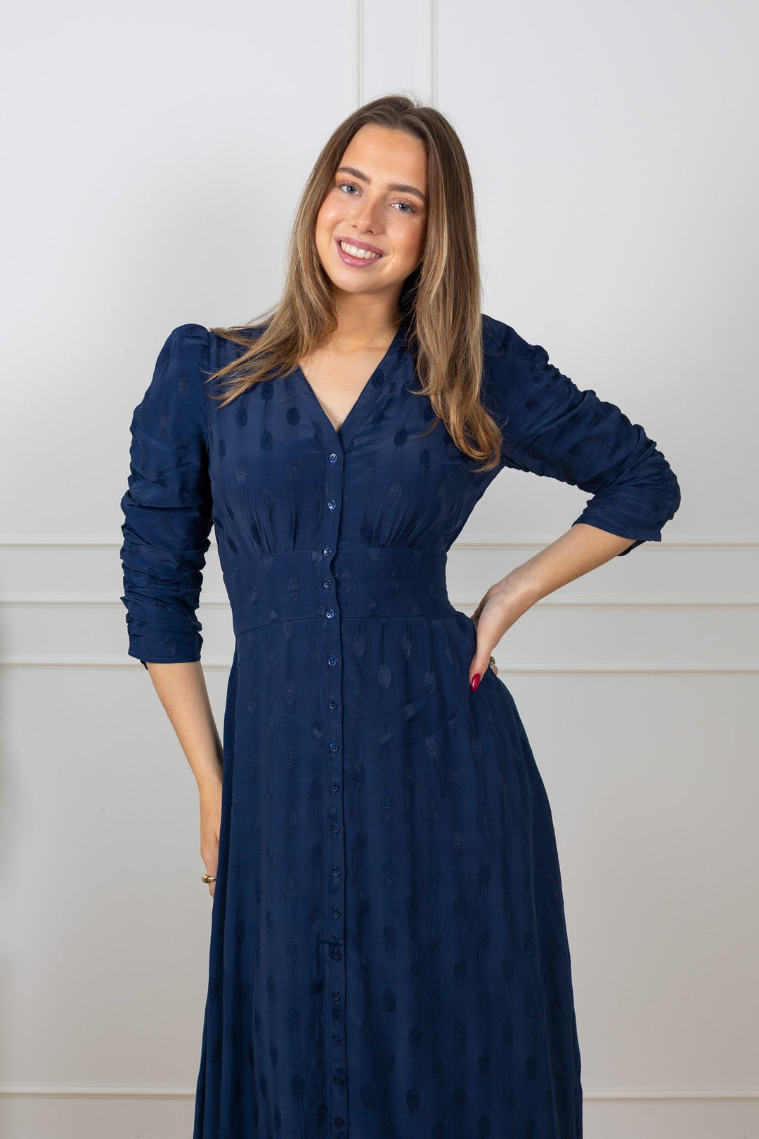 Spring Button - Down Dress Marine | Kjoler | Smuk