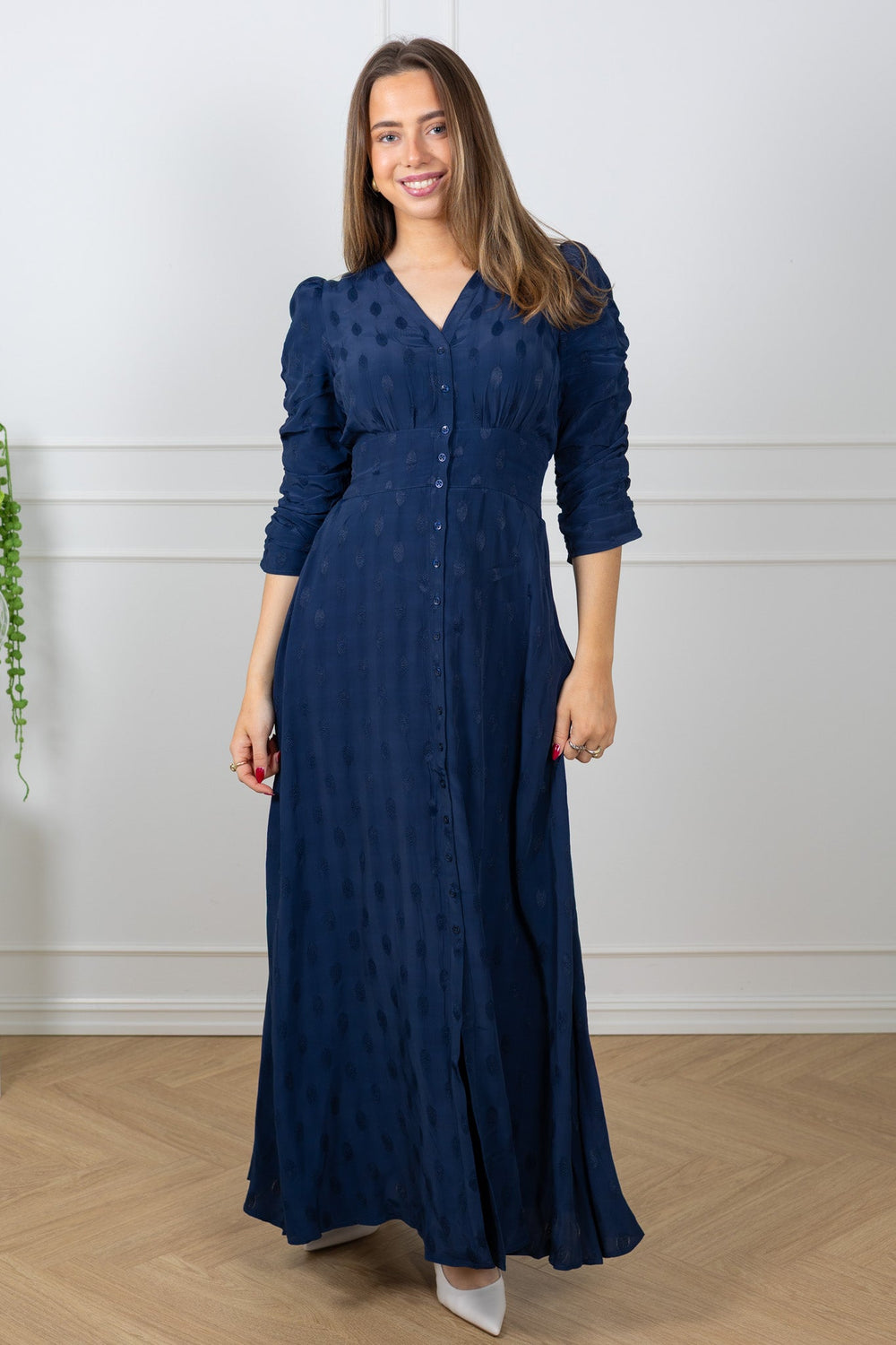 Spring Button - Down Dress Marine | Kjoler | Smuk