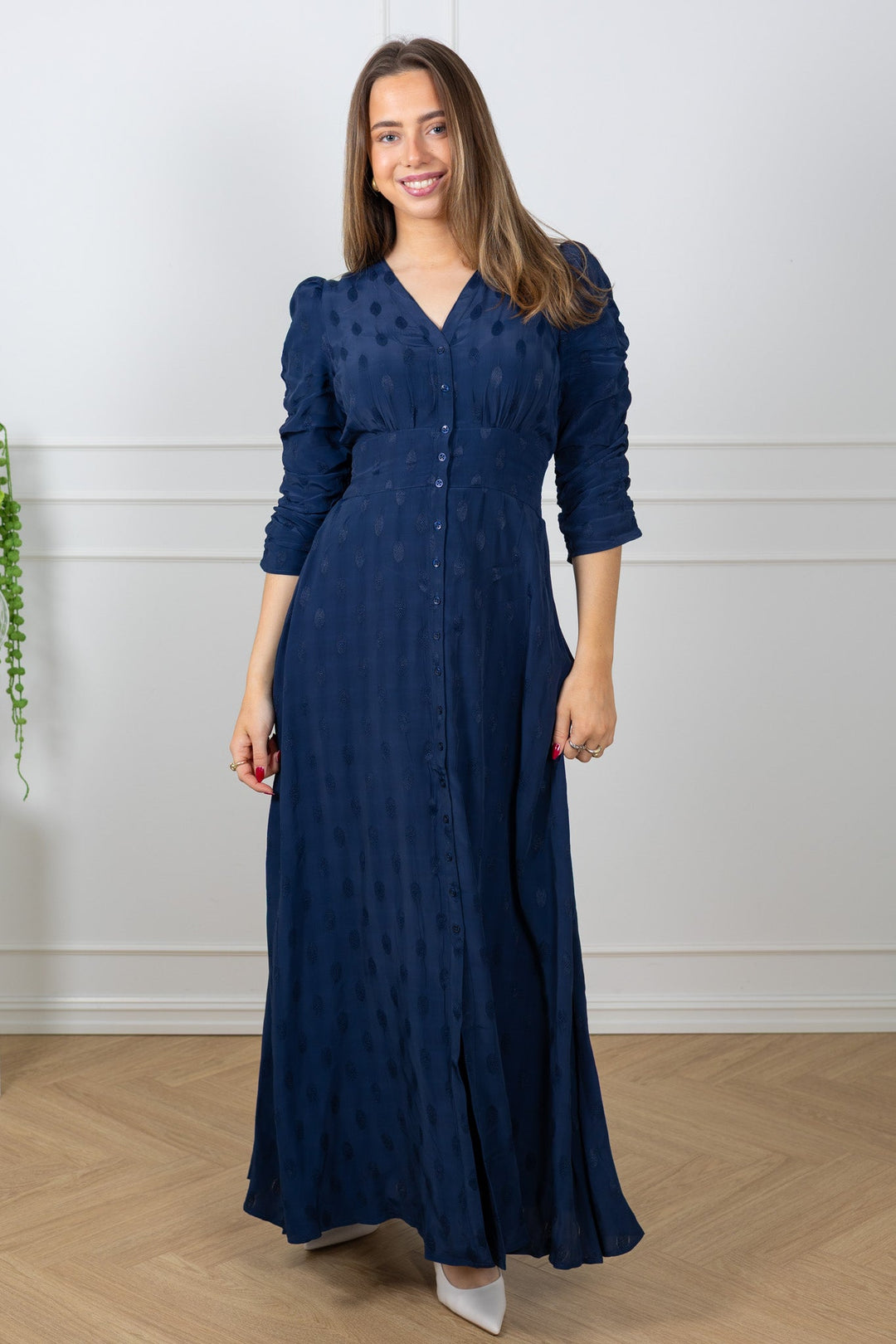 Spring Button - Down Dress Marine | Kjoler | Smuk
