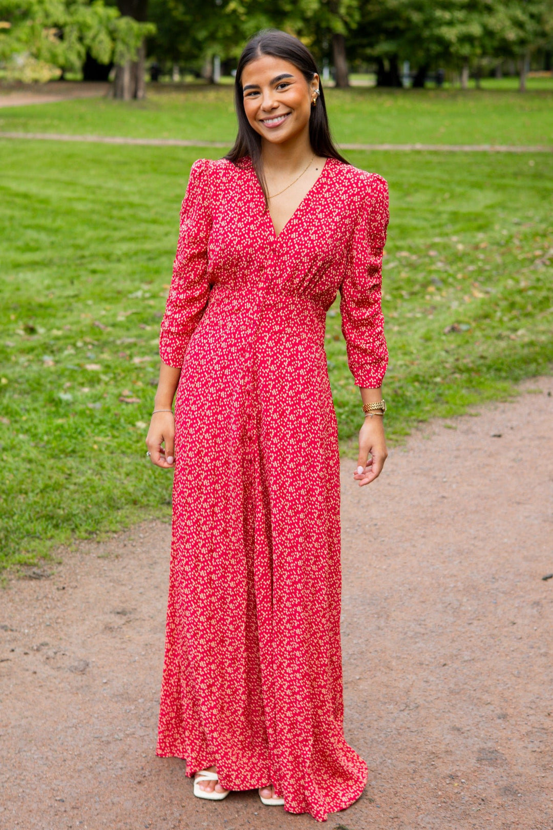 Spring Button - Down Dress Red Dots | Kjoler | Smuk